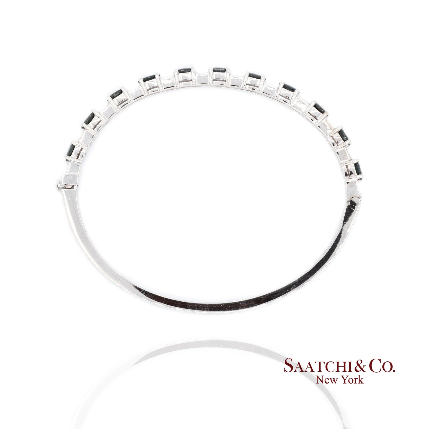 14k white gold Natural sapphire Natural Diamond Bracelet Bangle