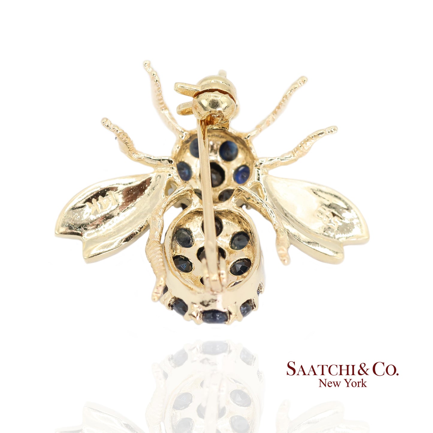 14k (585) Yellow Gold Natural Diamond Bee Shape Brooch/Pin