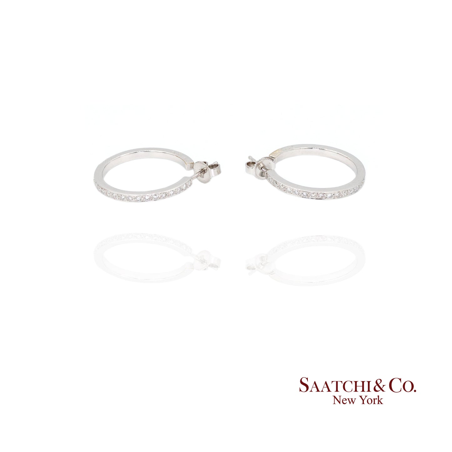 18k Diamond Hoop Earrings Womens White Gold Fine Jewelry Classic Luxe