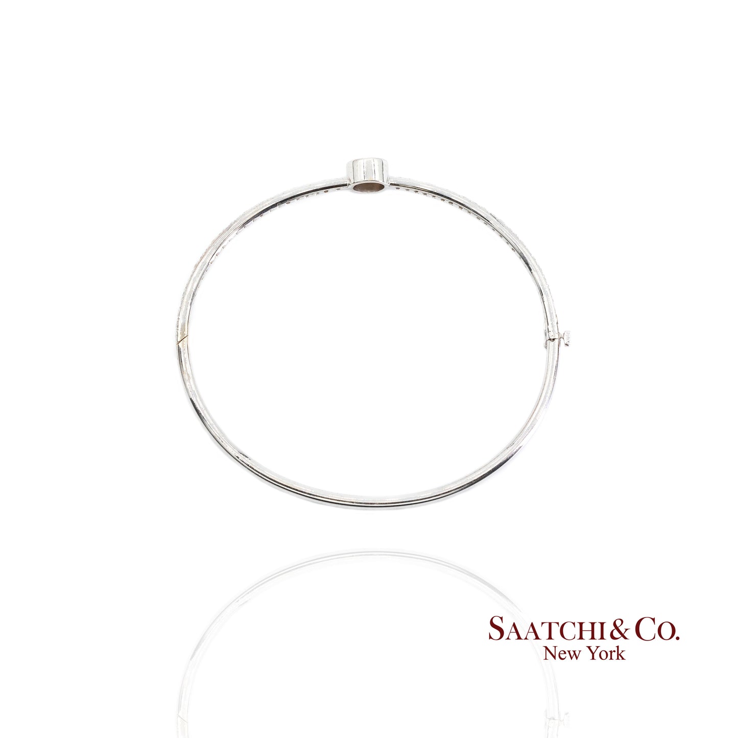 18k Diamond Bangle Bracelet Womens White Gold VS Pave Modern Fine Jewelry