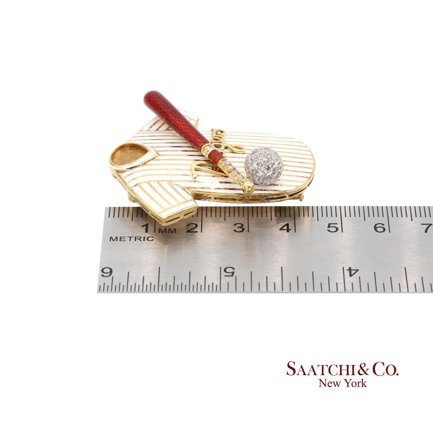 Dodgers Baseball Brooch Pin Pendant 18k Gold Diamond Enamel Sports