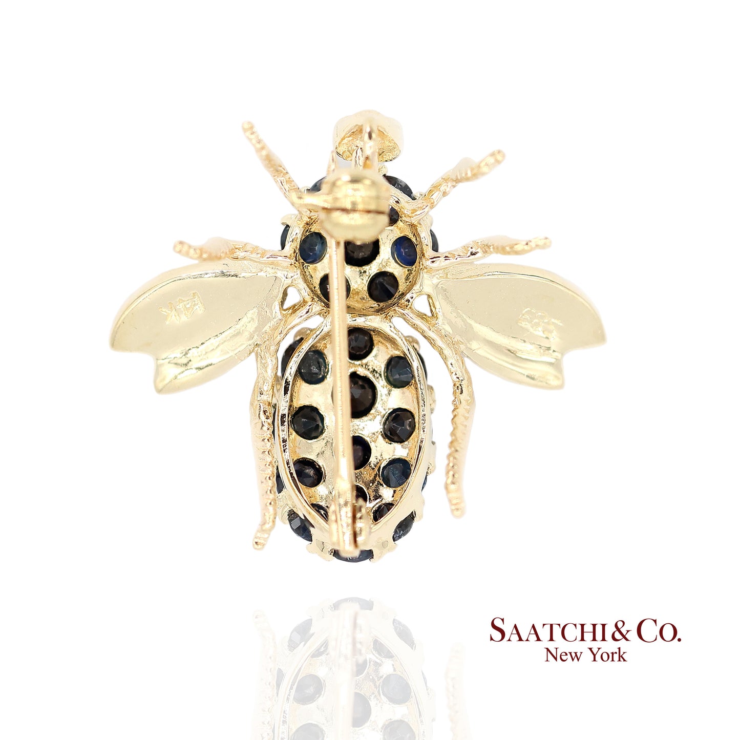 14k (585) Yellow Gold Natural Diamond Bee Shape Brooch/Pin