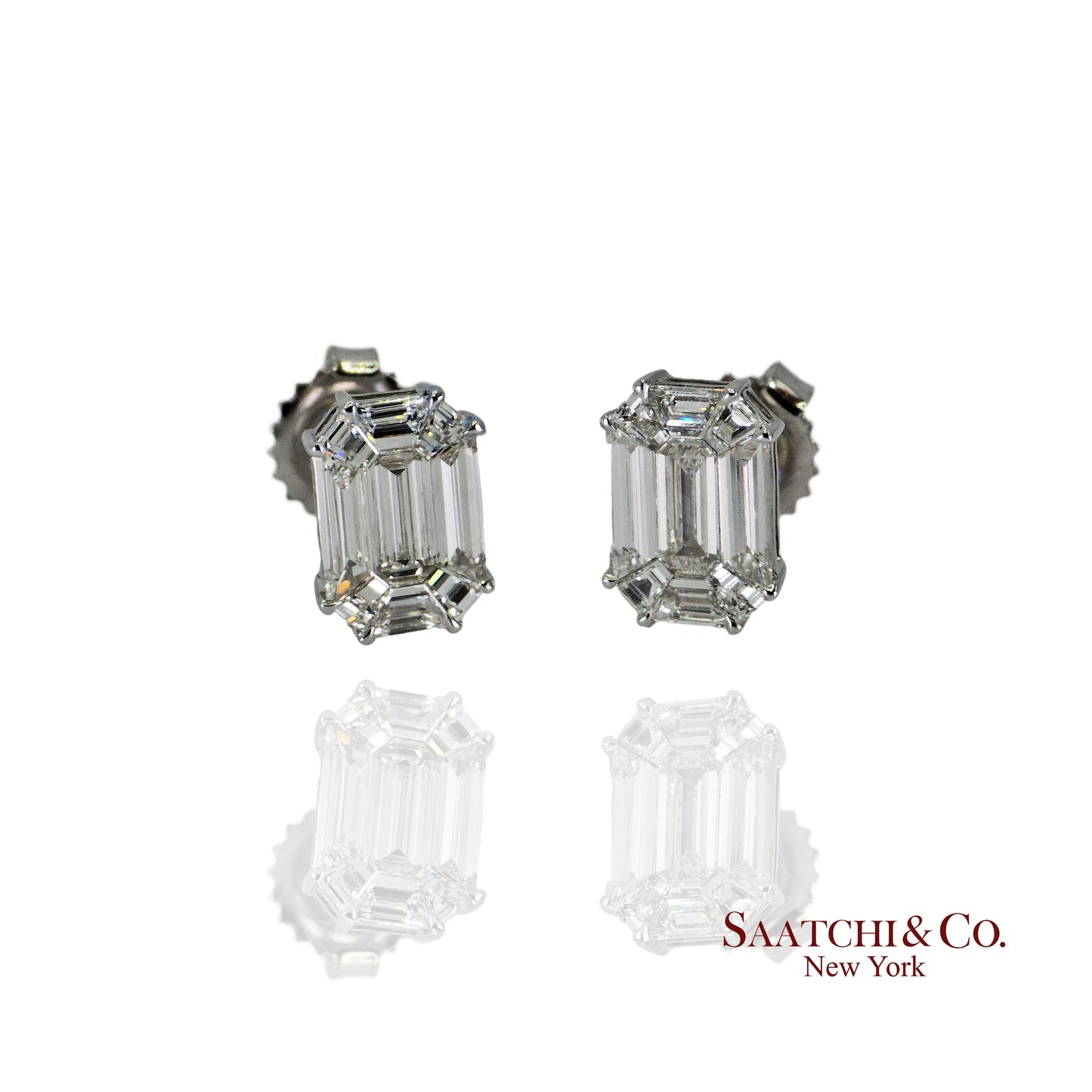 18k (750) White Gold Natural Diamond Illusion Setting Earrings