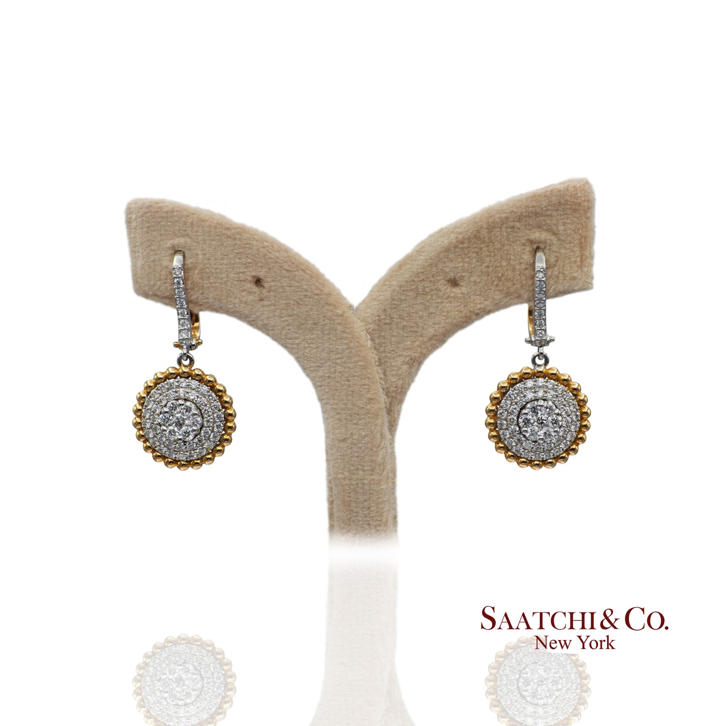 Two Tone Natural Diamond Earring in 18K (750) White & Rose Gold