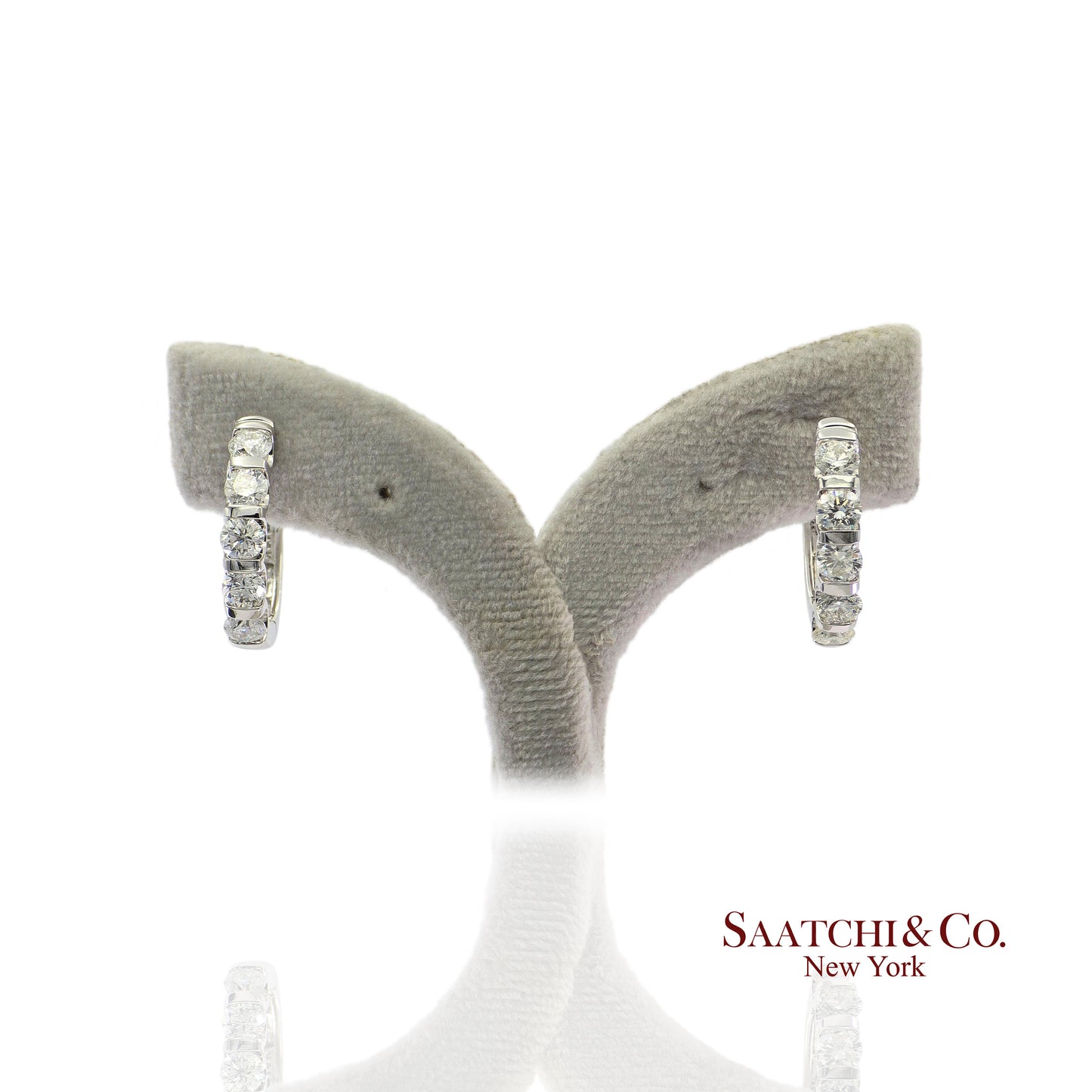 Natural Diamond Hoop Earrings 14K (585) White Gold