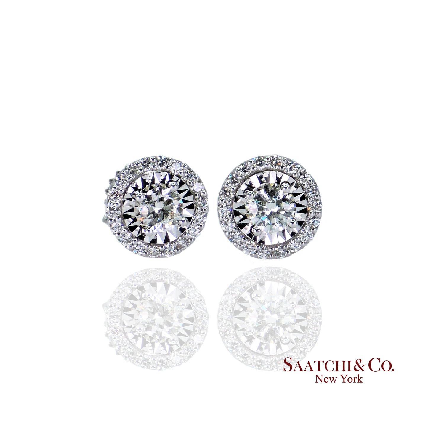 18K (750) White Gold - VVS Natural Diamond: Stud Earring