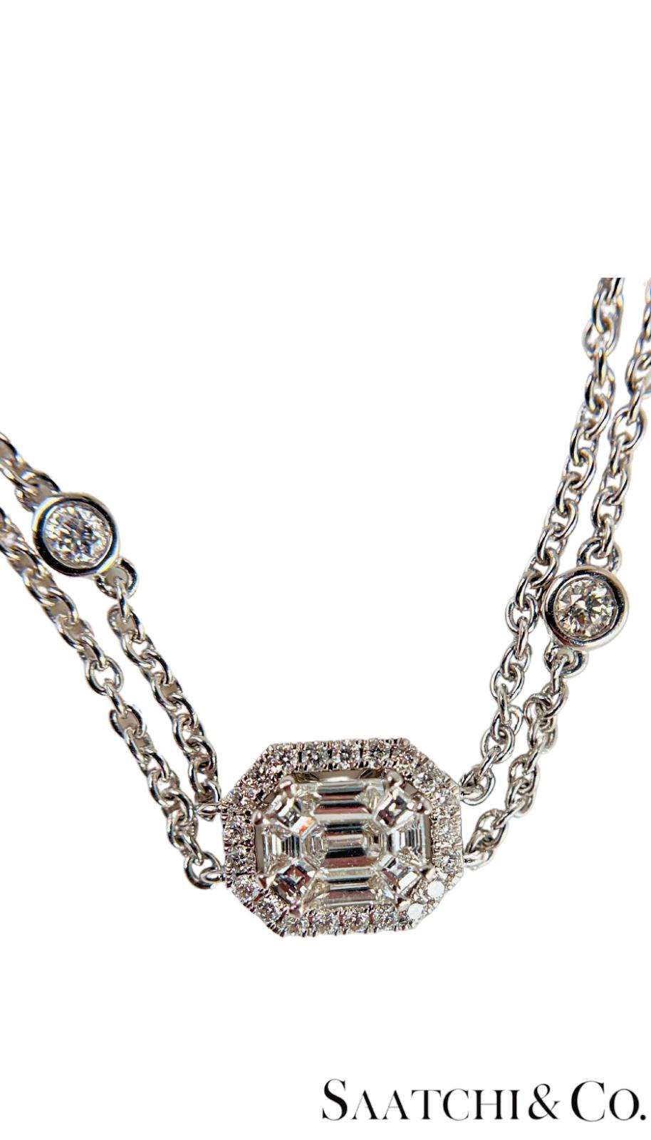 Elegant 18K White Gold Bracelet with 0.89 Ct Natural White Diamonds, 5.2 grams