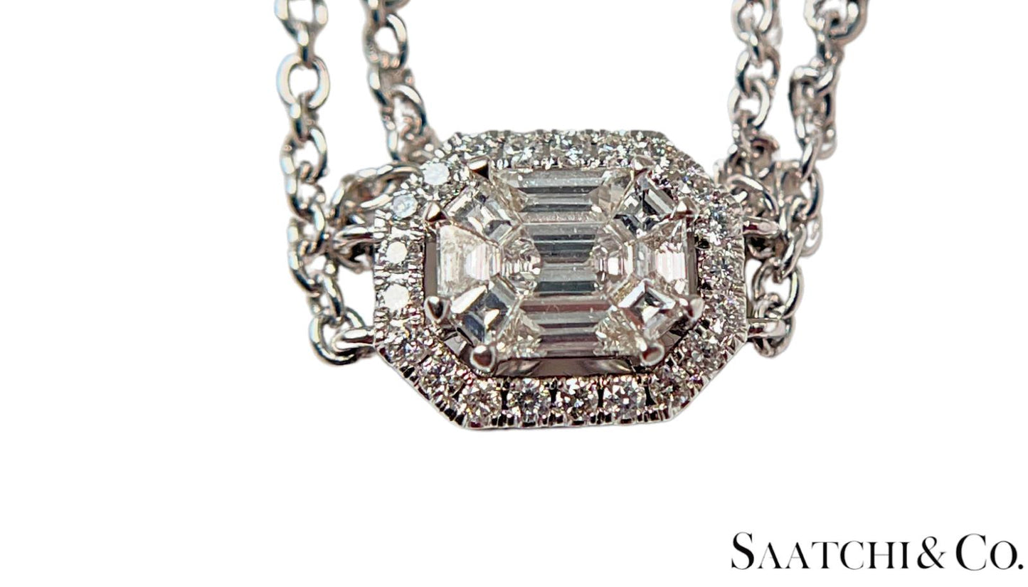 Elegant 18K White Gold Bracelet with 0.89 Ct Natural White Diamonds, 5.2 grams
