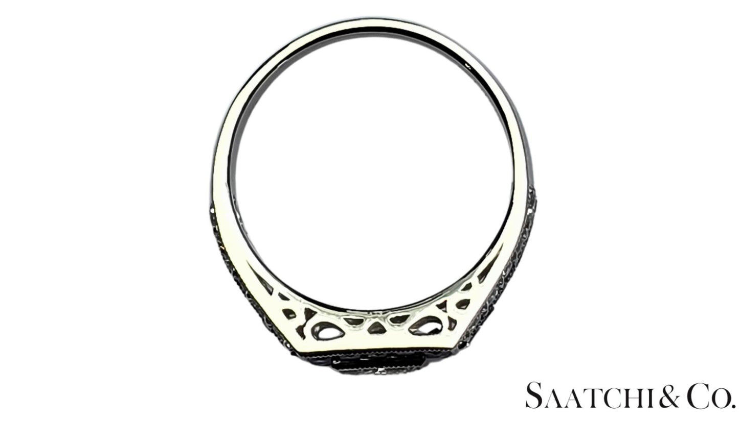GIA 18K (750) White Gold Natural Diamond & 1.75 Ct Natural Sapphire Ring