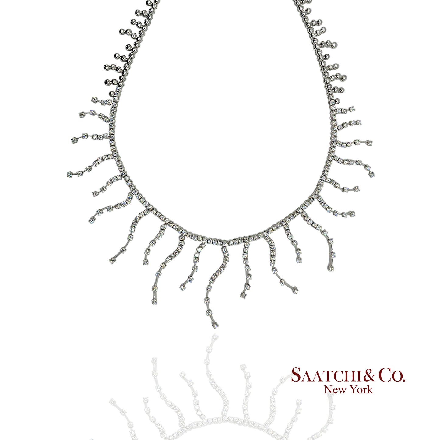 18K (750) White Gold - 12.60 Ct Natural Diamond -VVS: Necklace