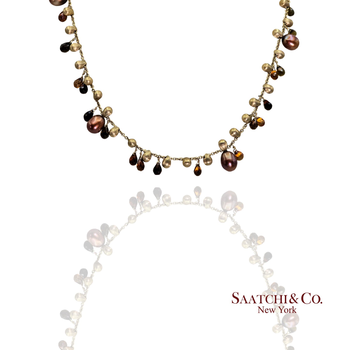 MARCO BICEGO - Neclace - 18K Yellow Gold: Pearl & Multi Color Natural Gemstone