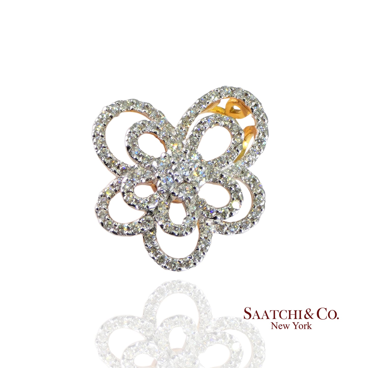 18k (750) Yellow Gold Natural VVS Diamond Brooch / Pin