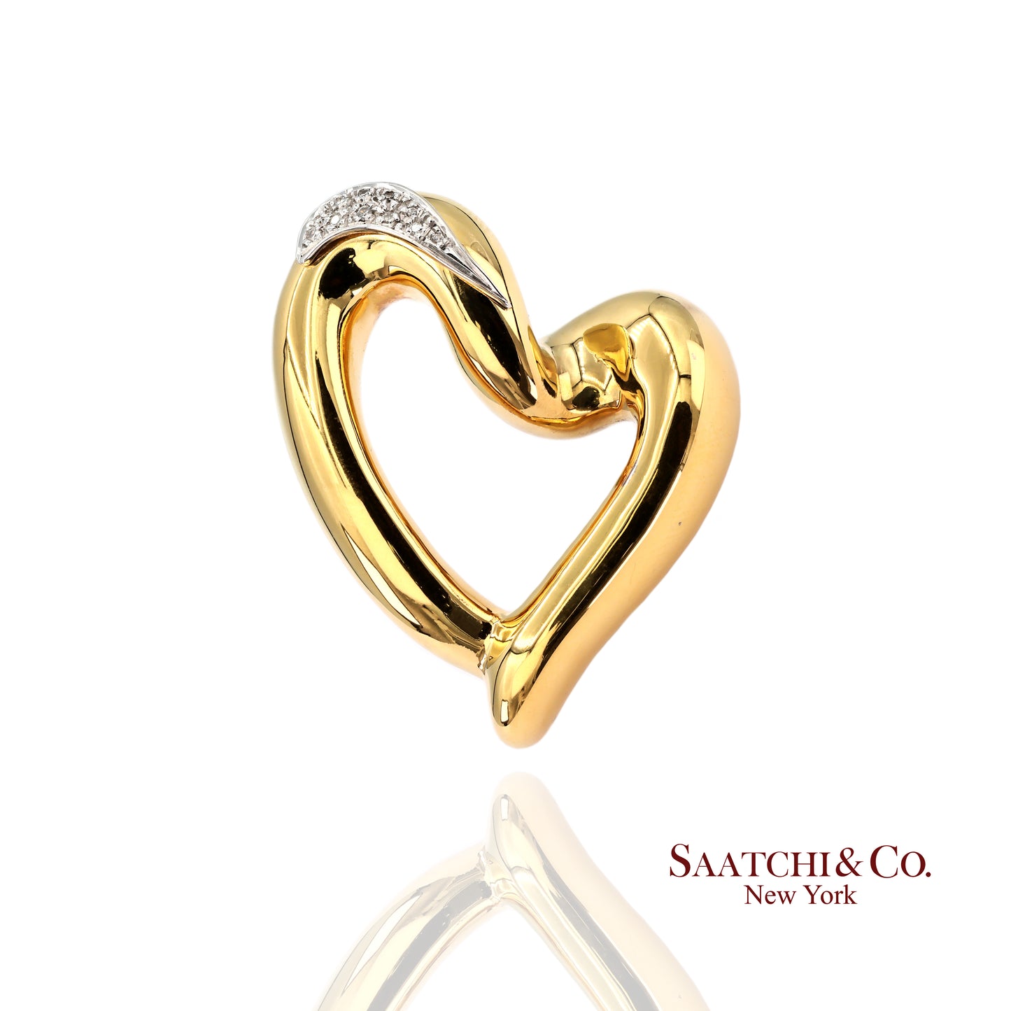 18k (750) White Gold Heart Shape Pin / Brooch