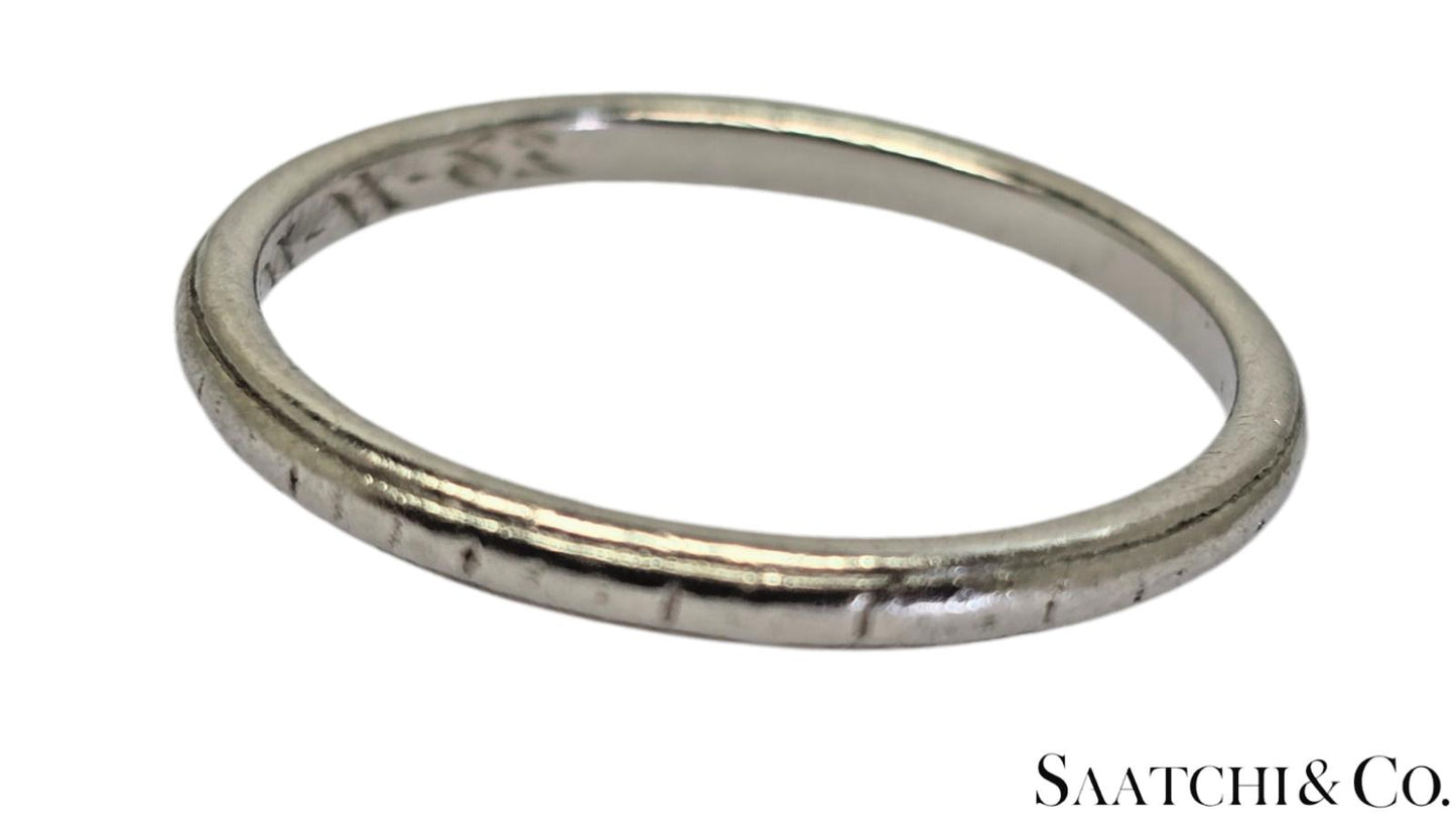 Platinum (950) - Old - Vintage - Engraved Ring Band, 2.8 Grams, Size 7