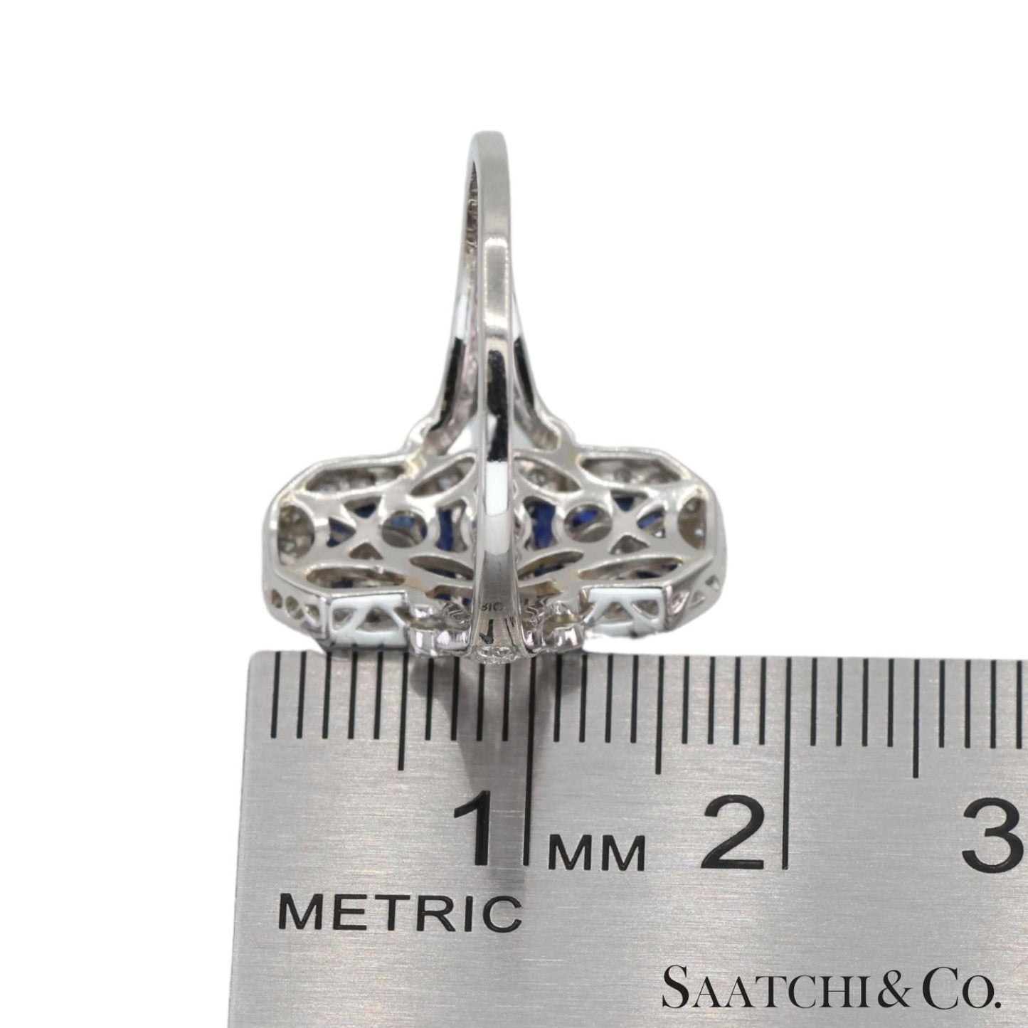 Platinum (950) Natural Diamond and Natural Sapphire Elegant Ring