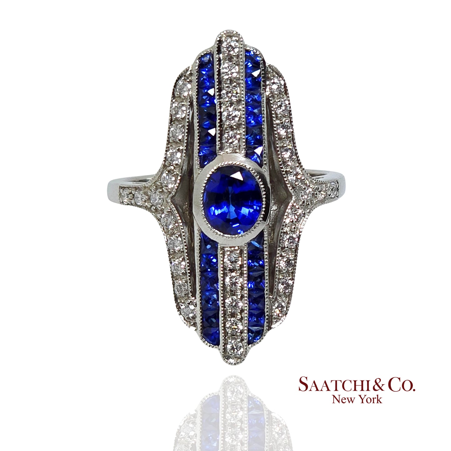 Platinum Ring 9.2 gram -Natural 0.85 Ct Sapphire & 0.35Ct Diamond, GIA Certified