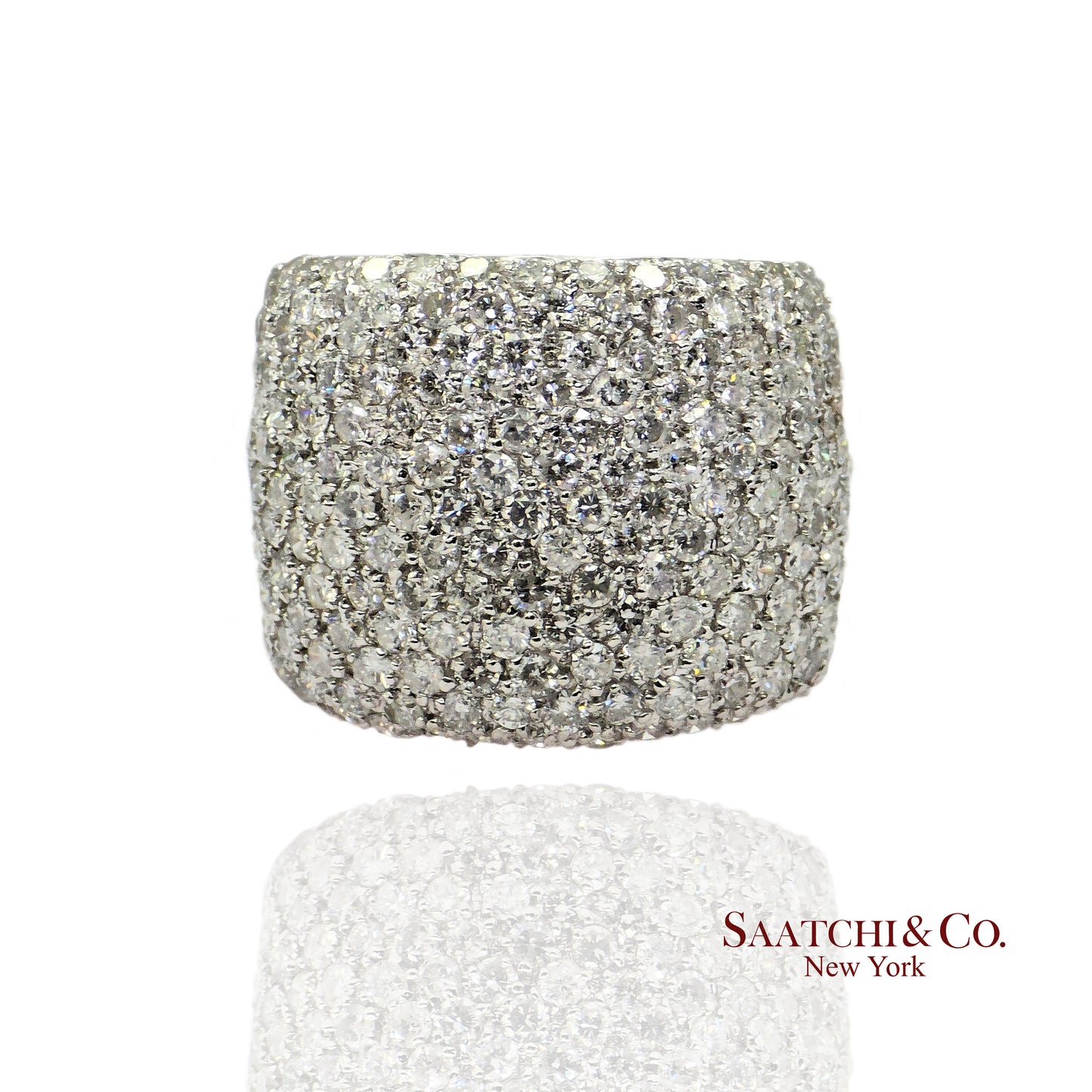 18k (750) White Gold 4 Ct Natural White Diamond Wide Band/Ring