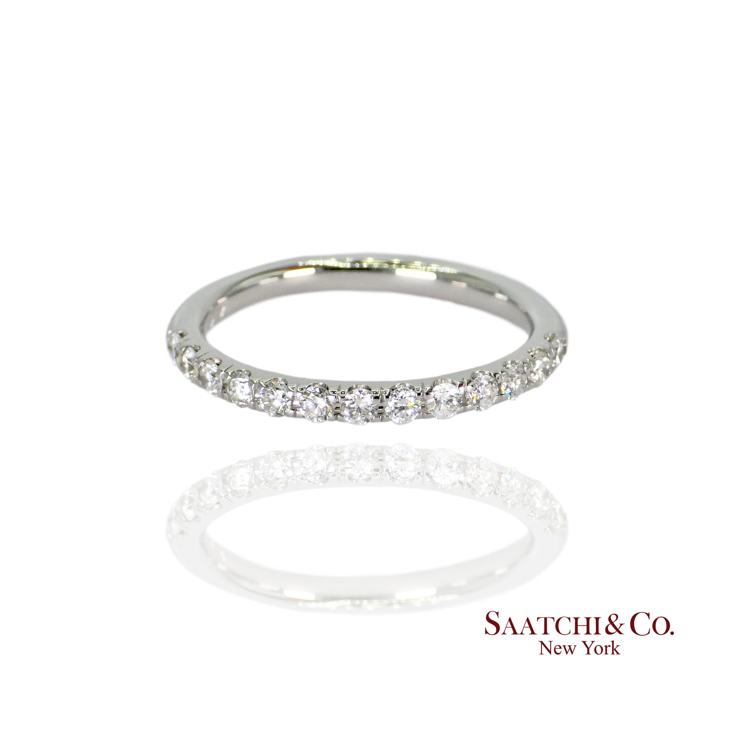 14k (585) White Gold Natural Diamond Half Eternity Band