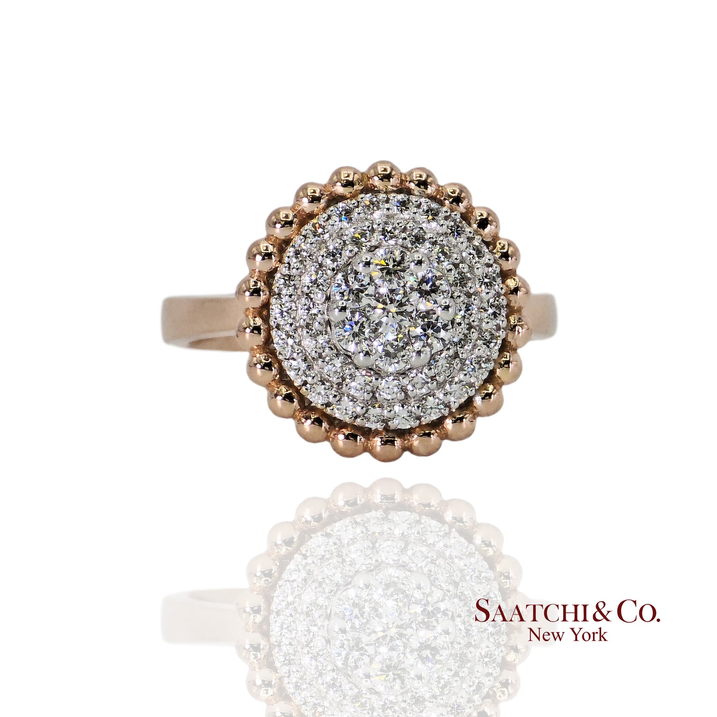 Natural Diamond Ring 18K White Rose Gold (750) Two Tone