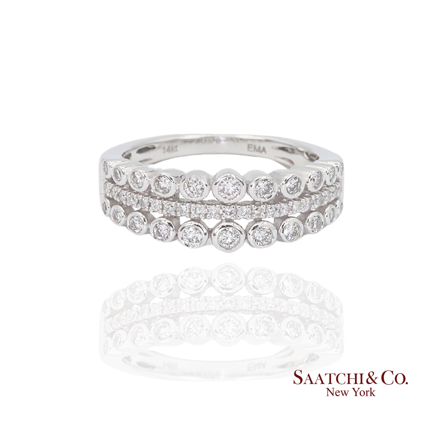 14k(585) White Gold Natural White Diamond Ring