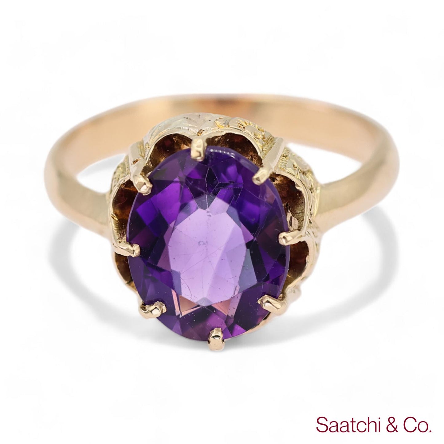 Vintage Amethyst Ring 14K (585) Yellow Gold Vintage Amethyst Ring