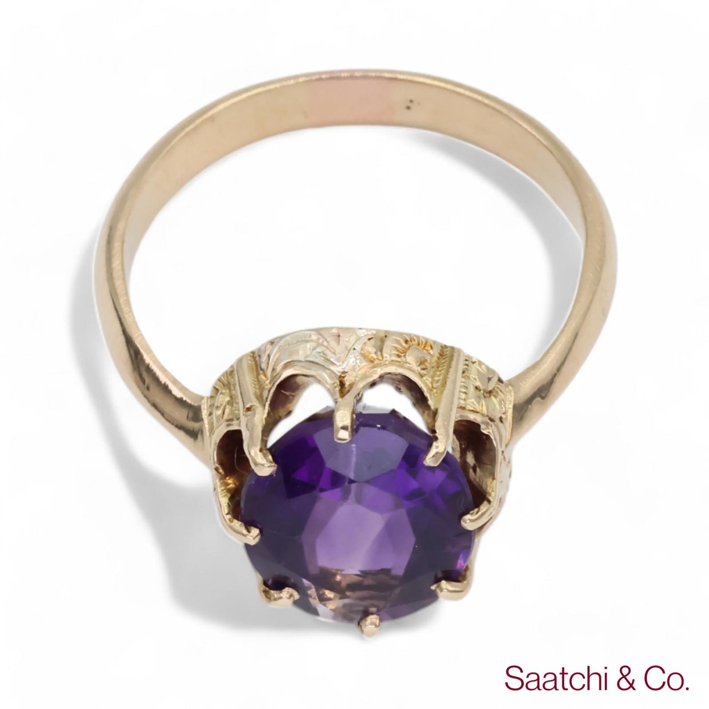 Vintage Amethyst Ring 14K (585) Yellow Gold Vintage Amethyst Ring