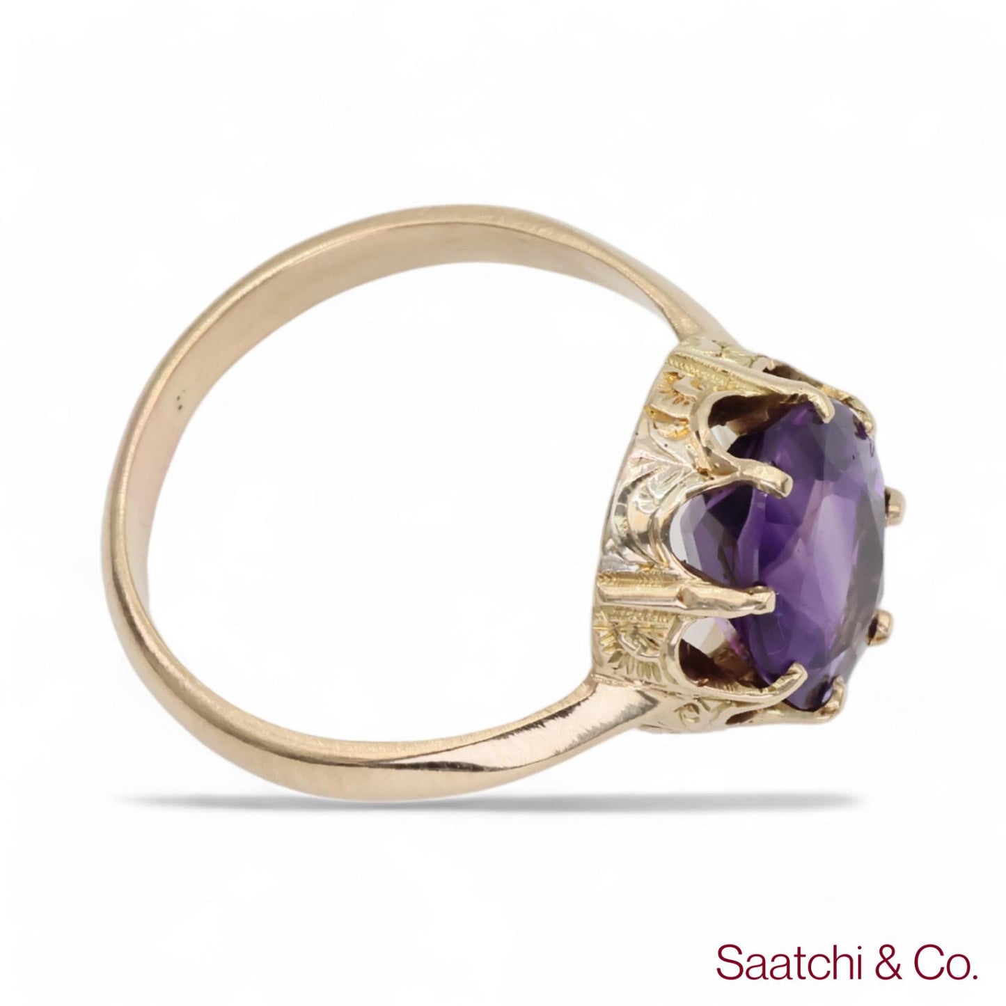Vintage Amethyst Ring 14K (585) Yellow Gold Vintage Amethyst Ring