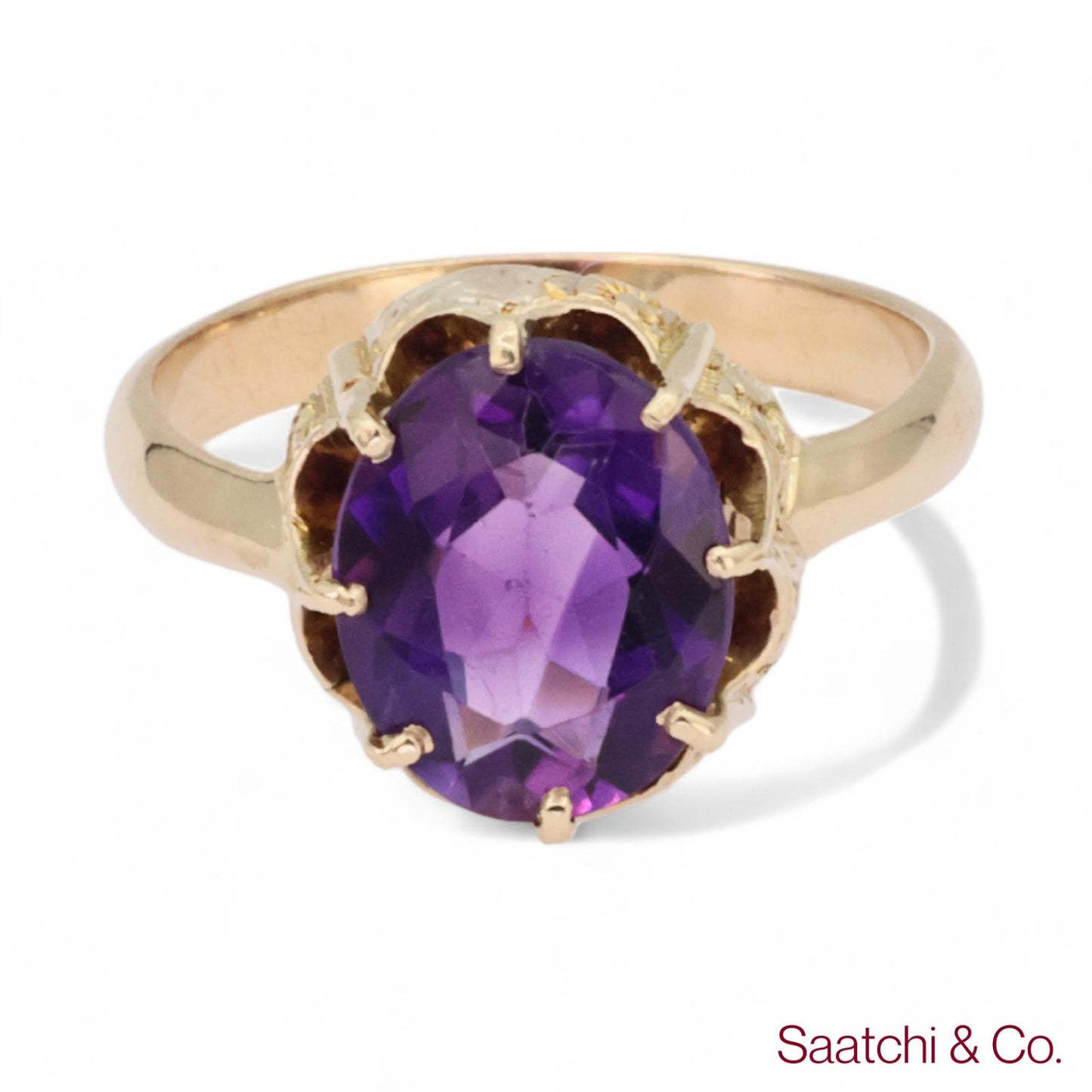 Vintage Amethyst Ring 14K (585) Yellow Gold Vintage Amethyst Ring
