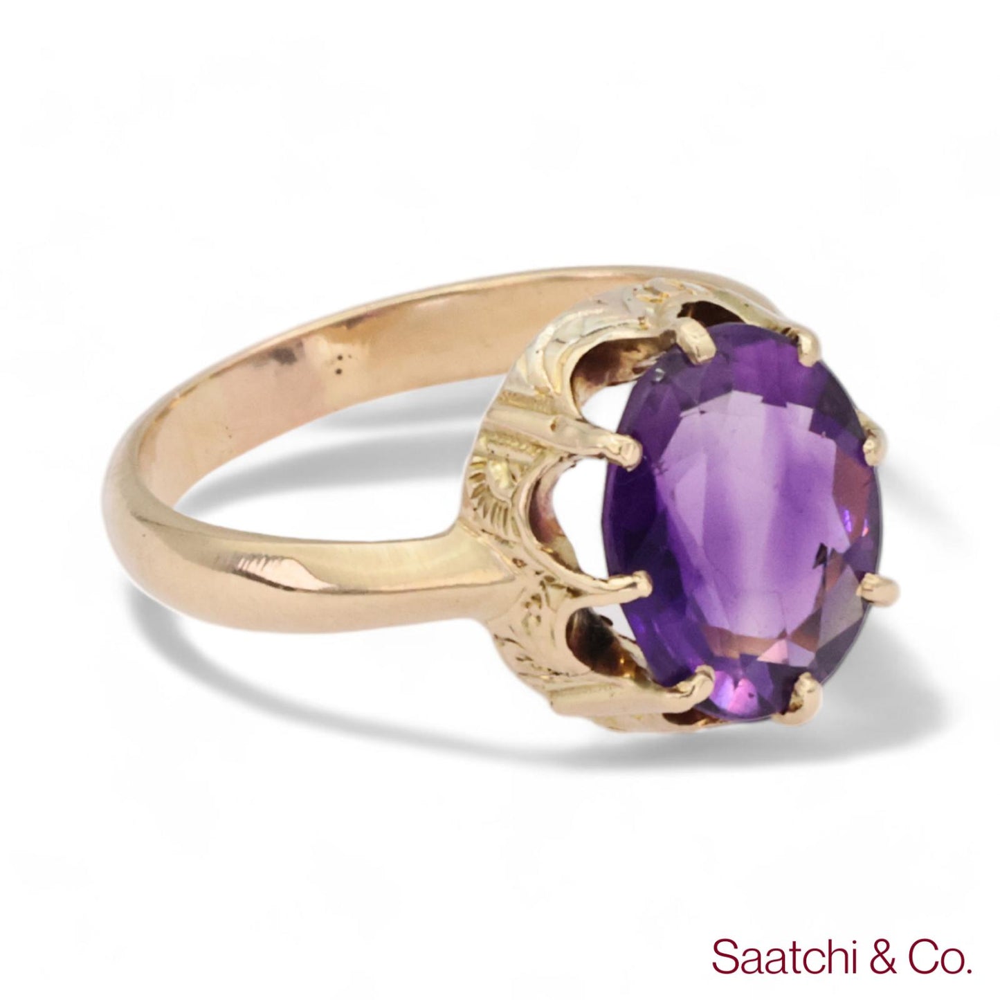 Vintage Amethyst Ring 14K (585) Yellow Gold Vintage Amethyst Ring