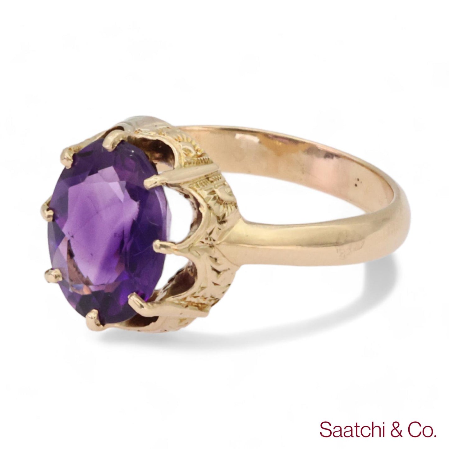 Vintage Amethyst Ring 14K (585) Yellow Gold Vintage Amethyst Ring