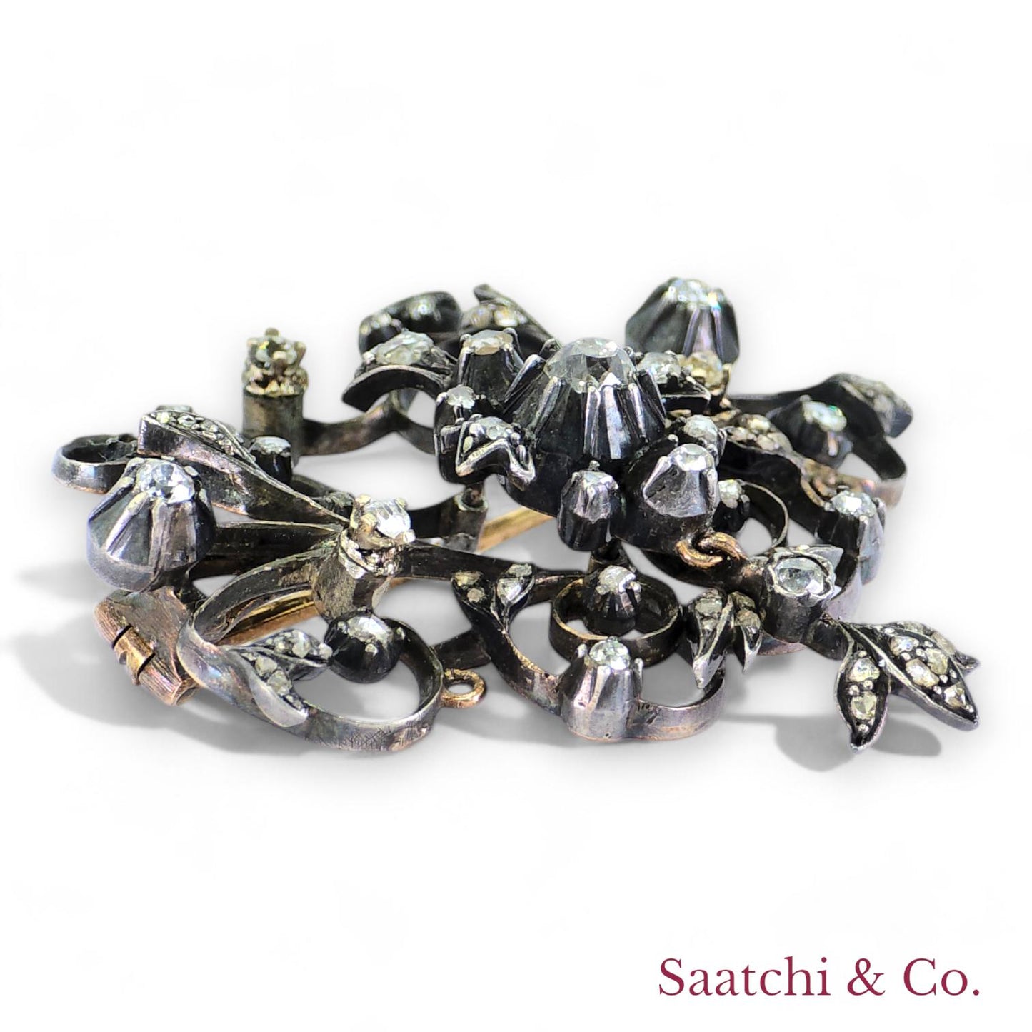Vintage Diamond and 10k Gold Brooch / Pin