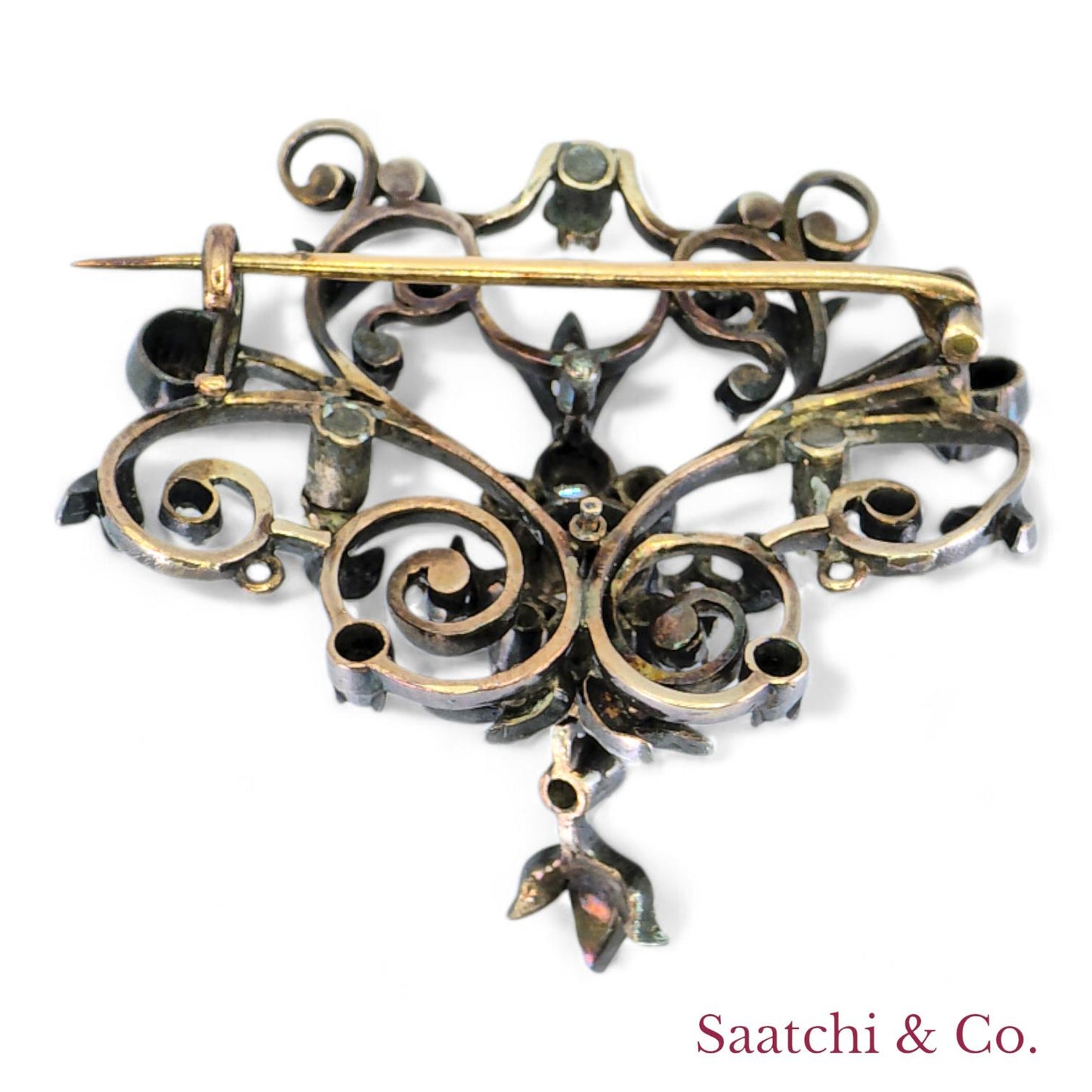 Vintage Diamond and 10k Gold Brooch / Pin