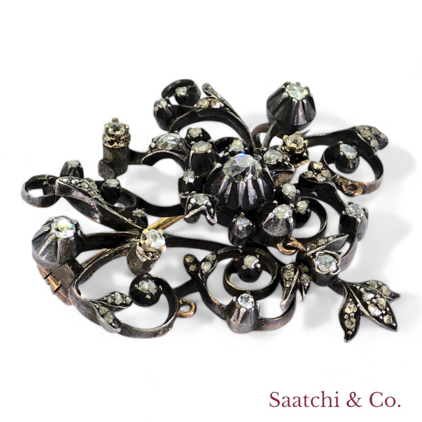 Vintage Diamond and 10k Gold Brooch / Pin