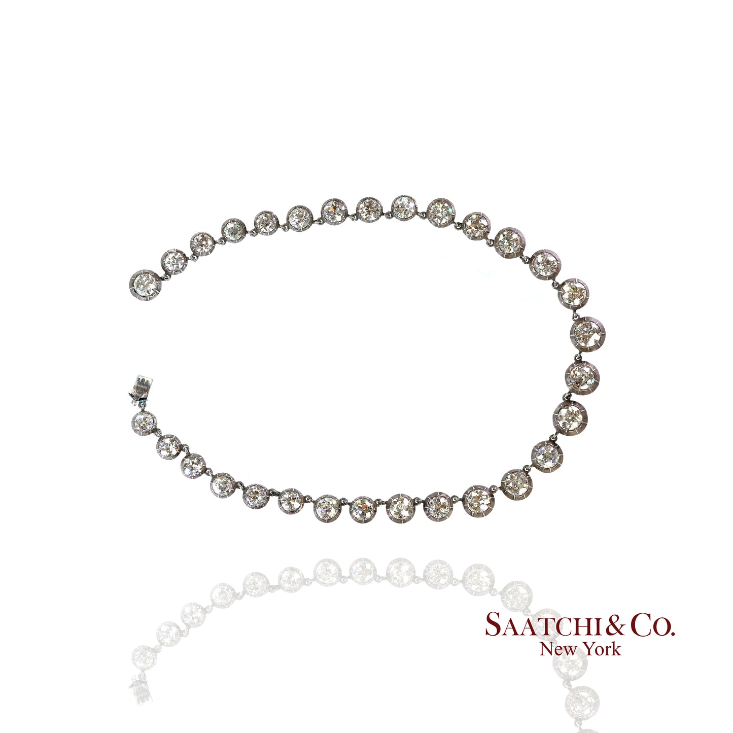 Vintage 61 Ct Natural Diamond Graduated Necklace