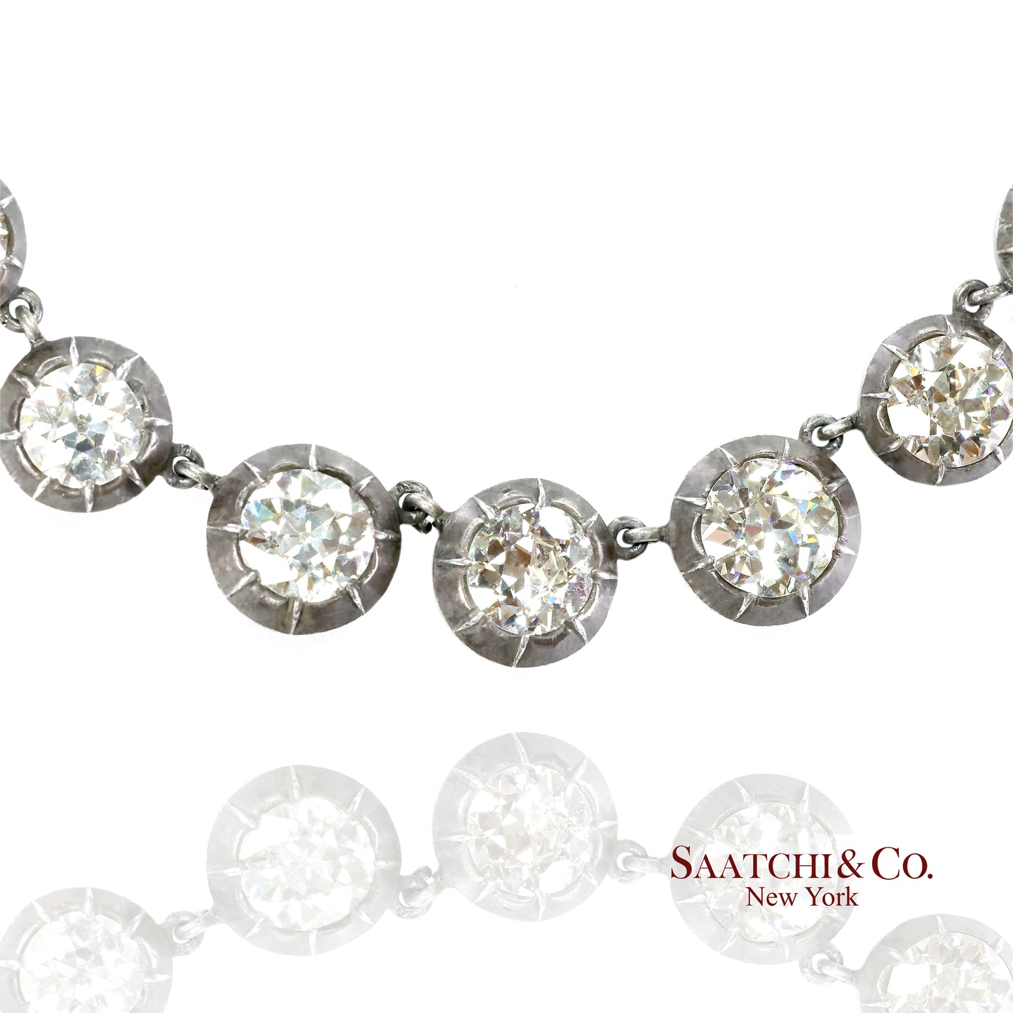 Vintage 61 Ct Natural Diamond Graduated Necklace