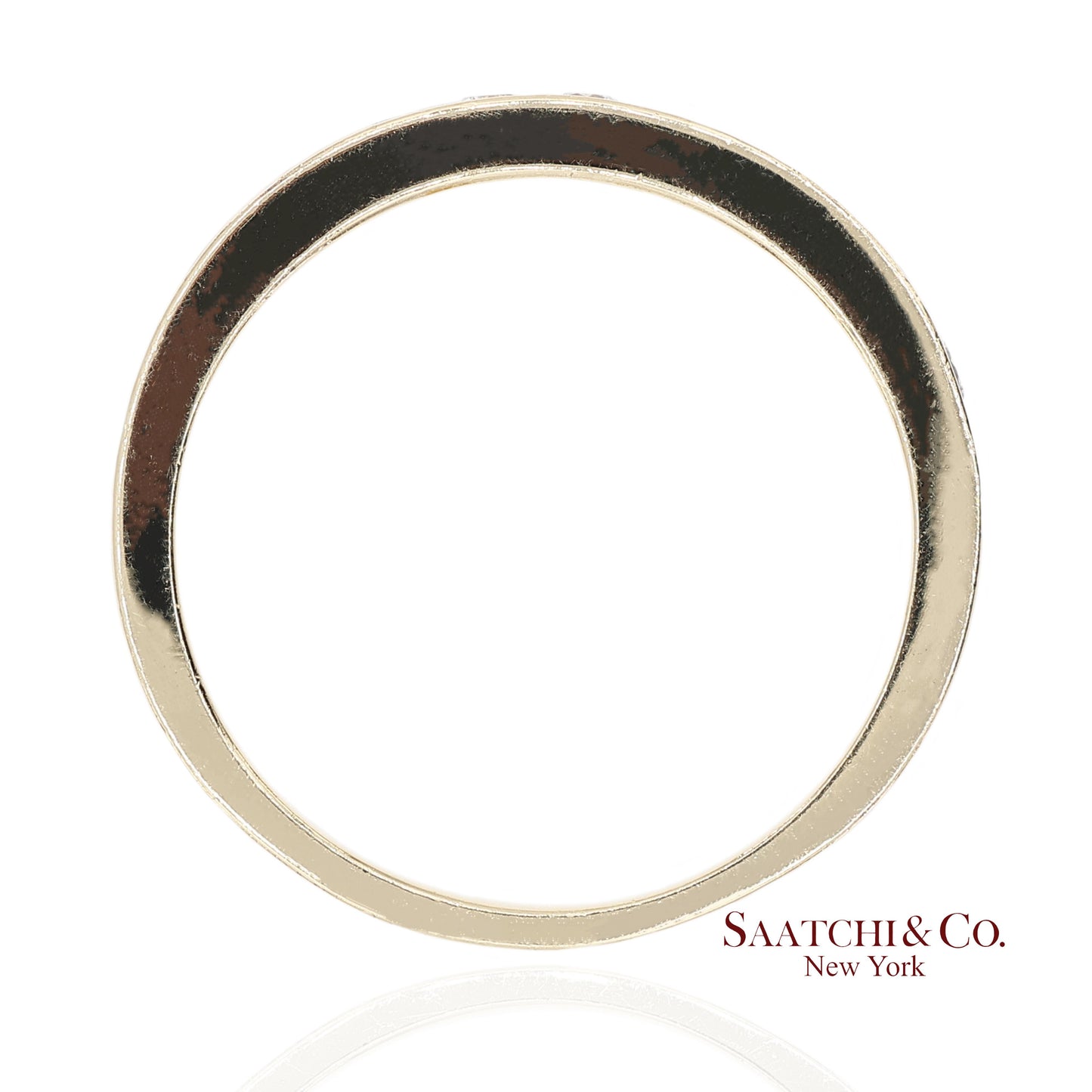 14K 585 Solid Yellow Gold Natural Diamond Band Ring