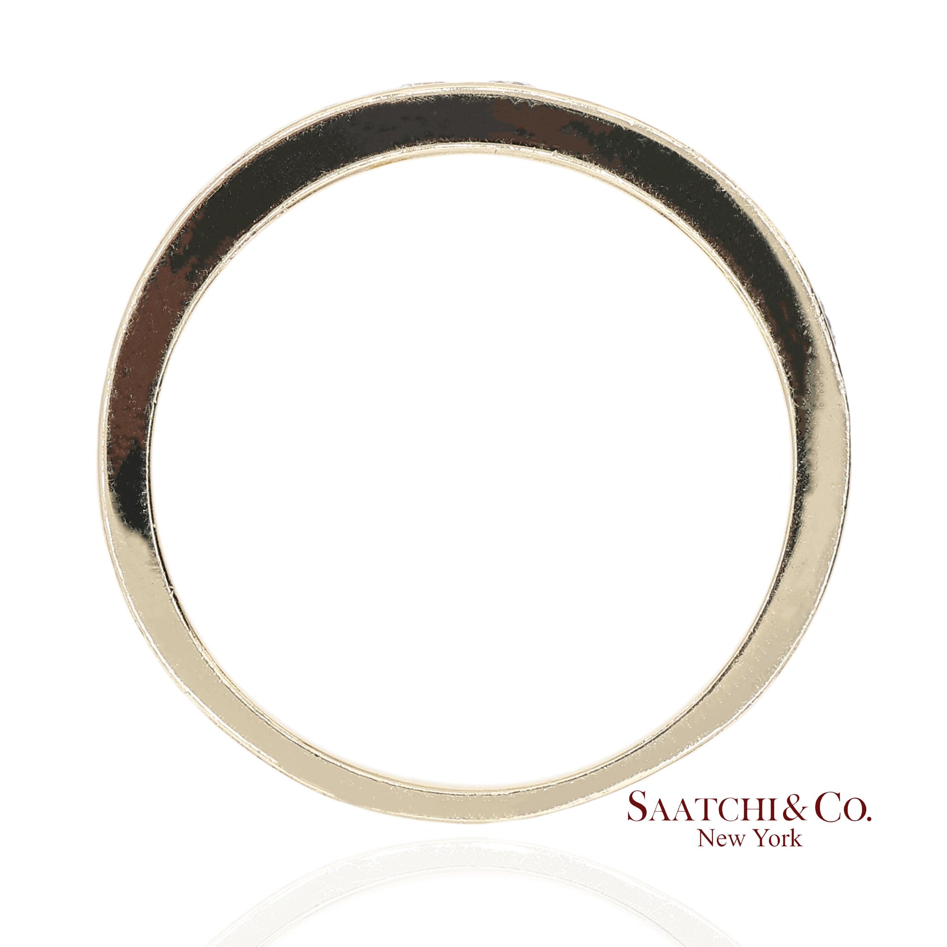 14K 585 Solid Yellow Gold Natural Diamond Band Ring