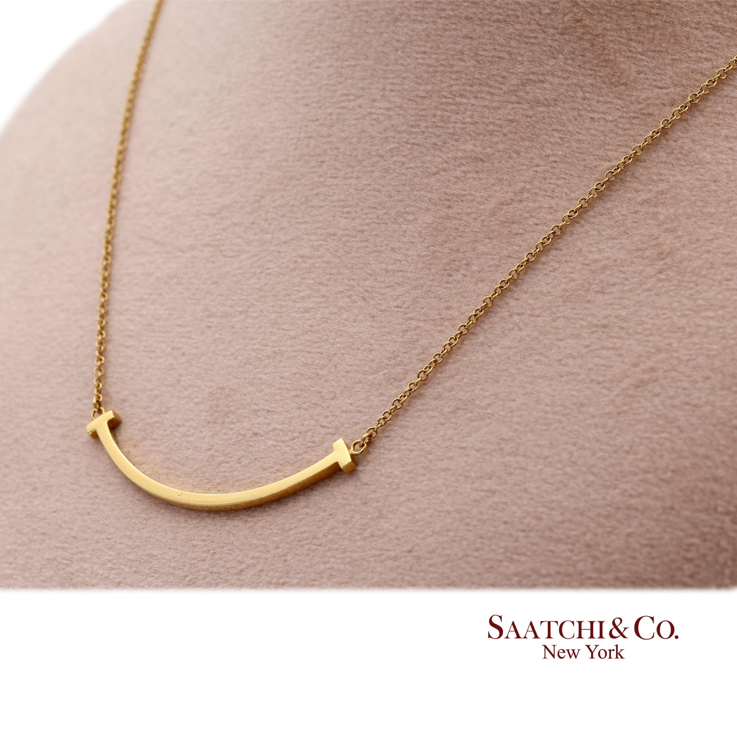 Tiffany & Co. 18K (750) Solid Yellow Gold T Smile Pendant Necklace