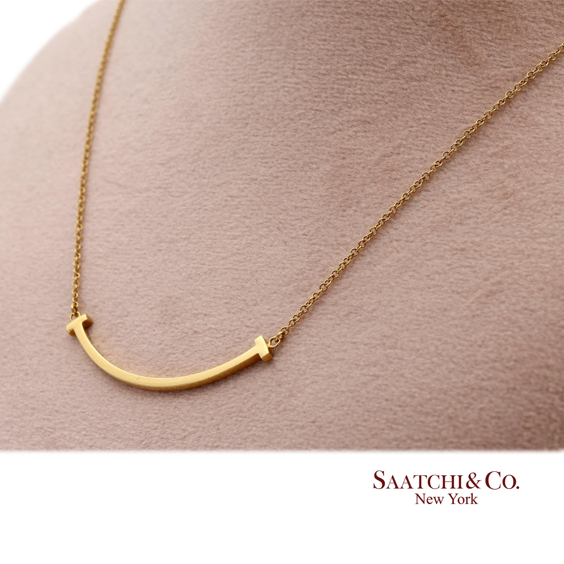 Tiffany & Co. 18K (750) Solid Yellow Gold T Smile Pendant Necklace