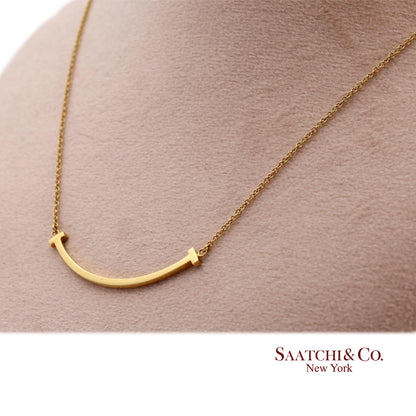Tiffany & Co. 18K (750) Solid Yellow Gold T Smile Pendant Necklace