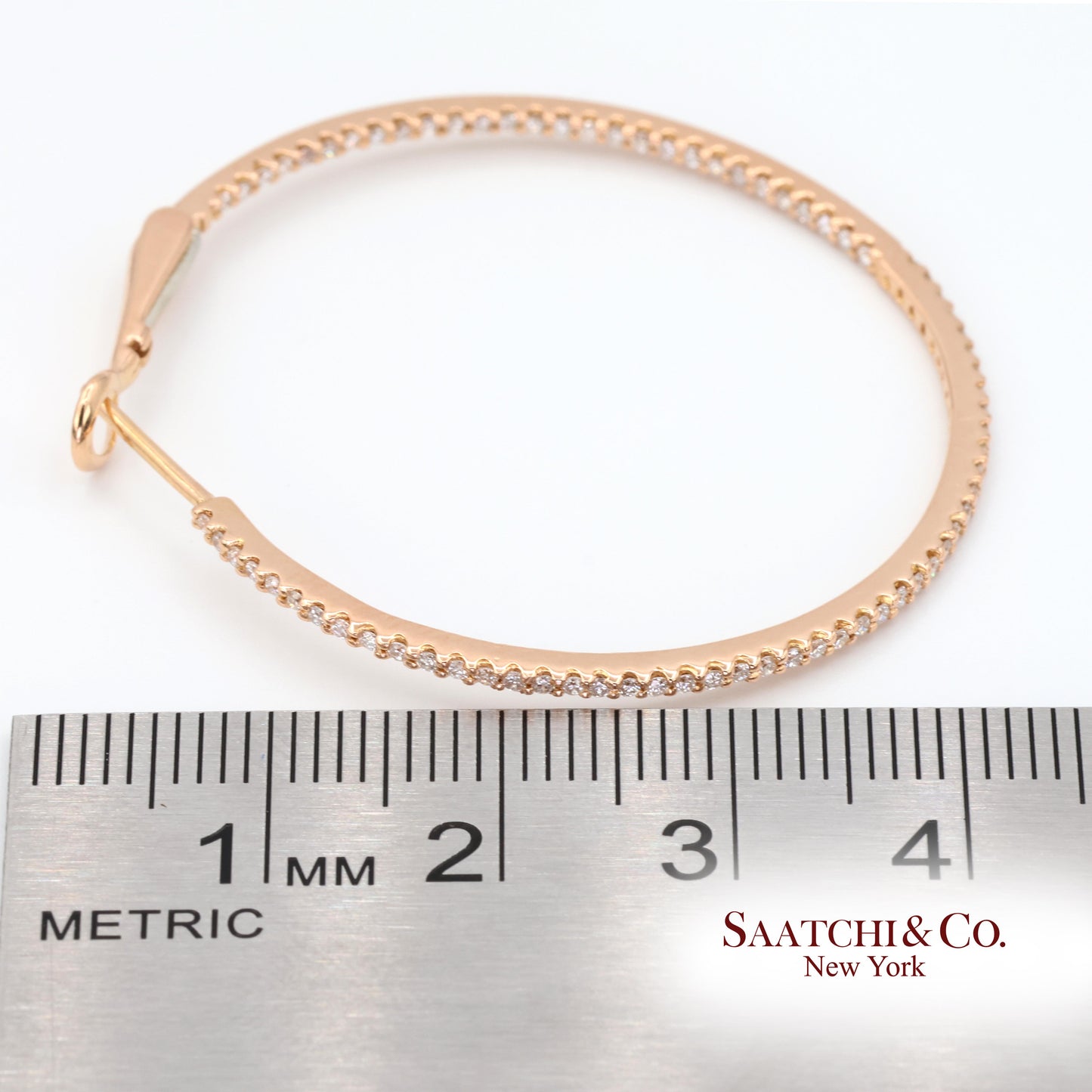 18k (750) Rose Gold Natural Diamond Hoop Earrings