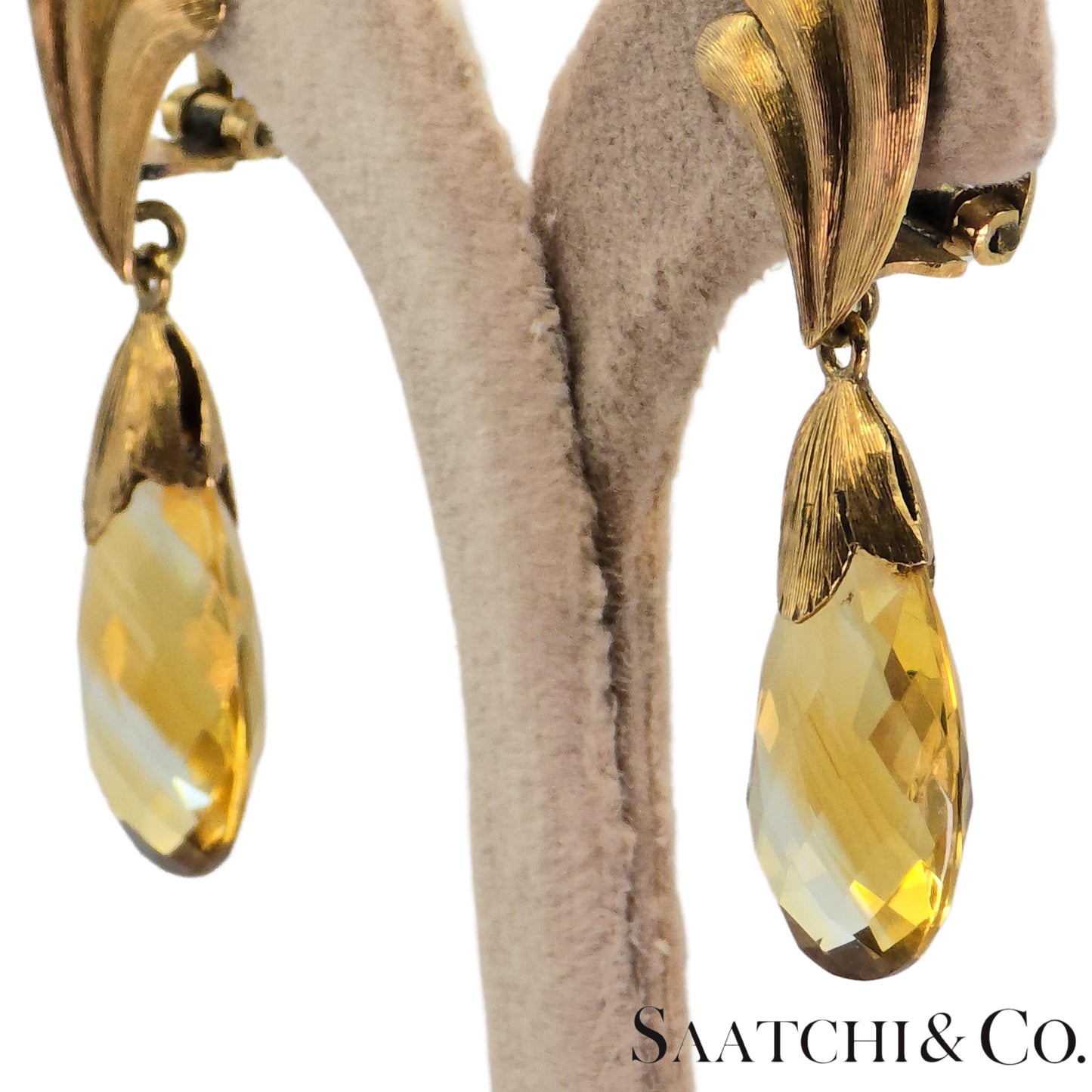 14k (585) Yellow Gold 8 Ct Natural Yellow Citrine Earrings