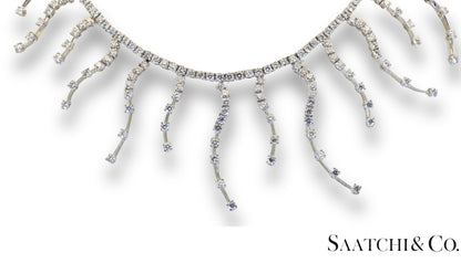 18K (750) White Gold - 12.60 Ct Natural Diamond -VVS: Necklace