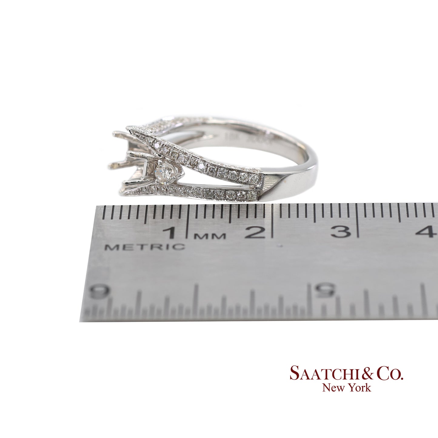 18K (750) White Gold Natural Brilliant Diamond Semi Mount Ring Size 6.5