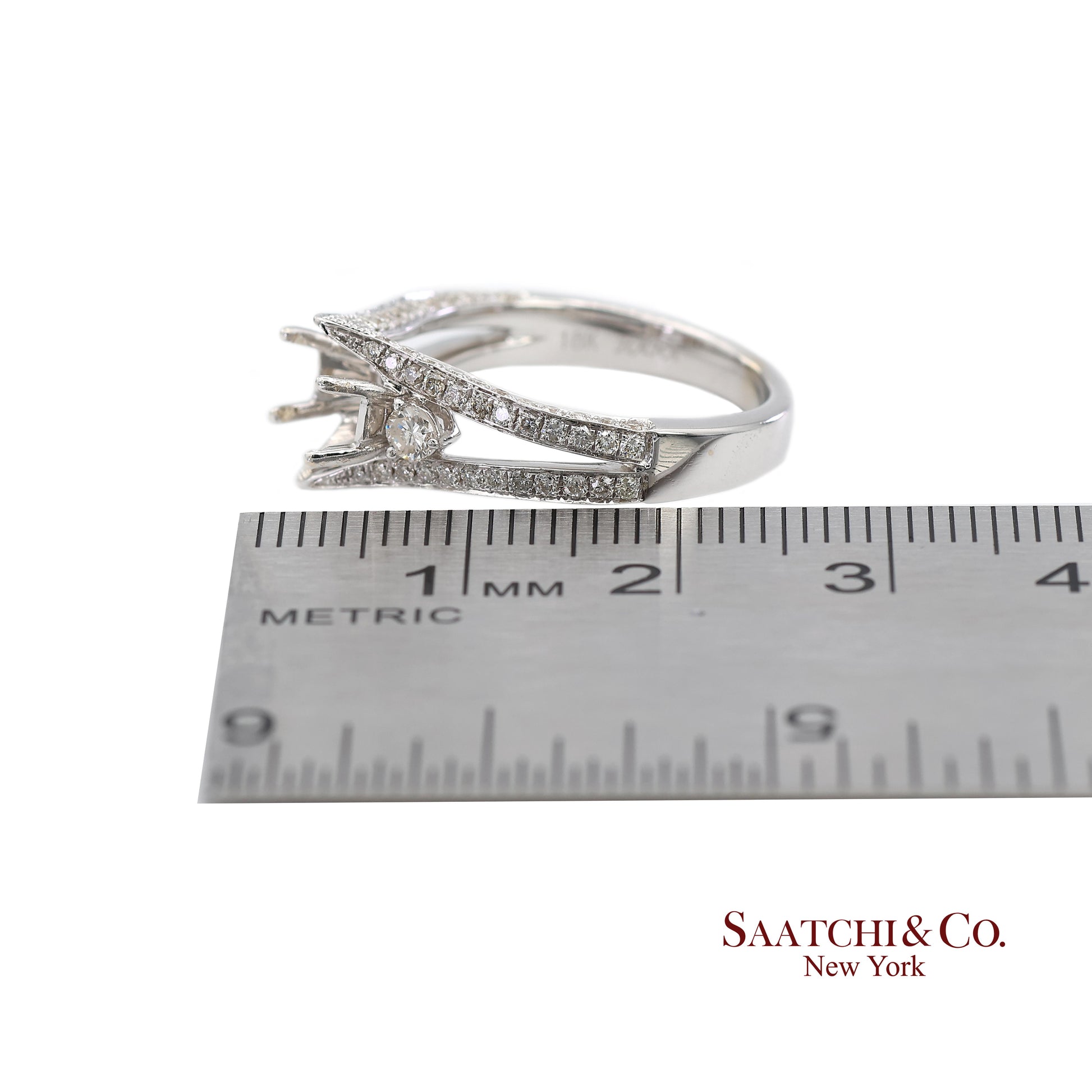 18K (750) White Gold Natural Brilliant Diamond Semi Mount Ring Size 6.5