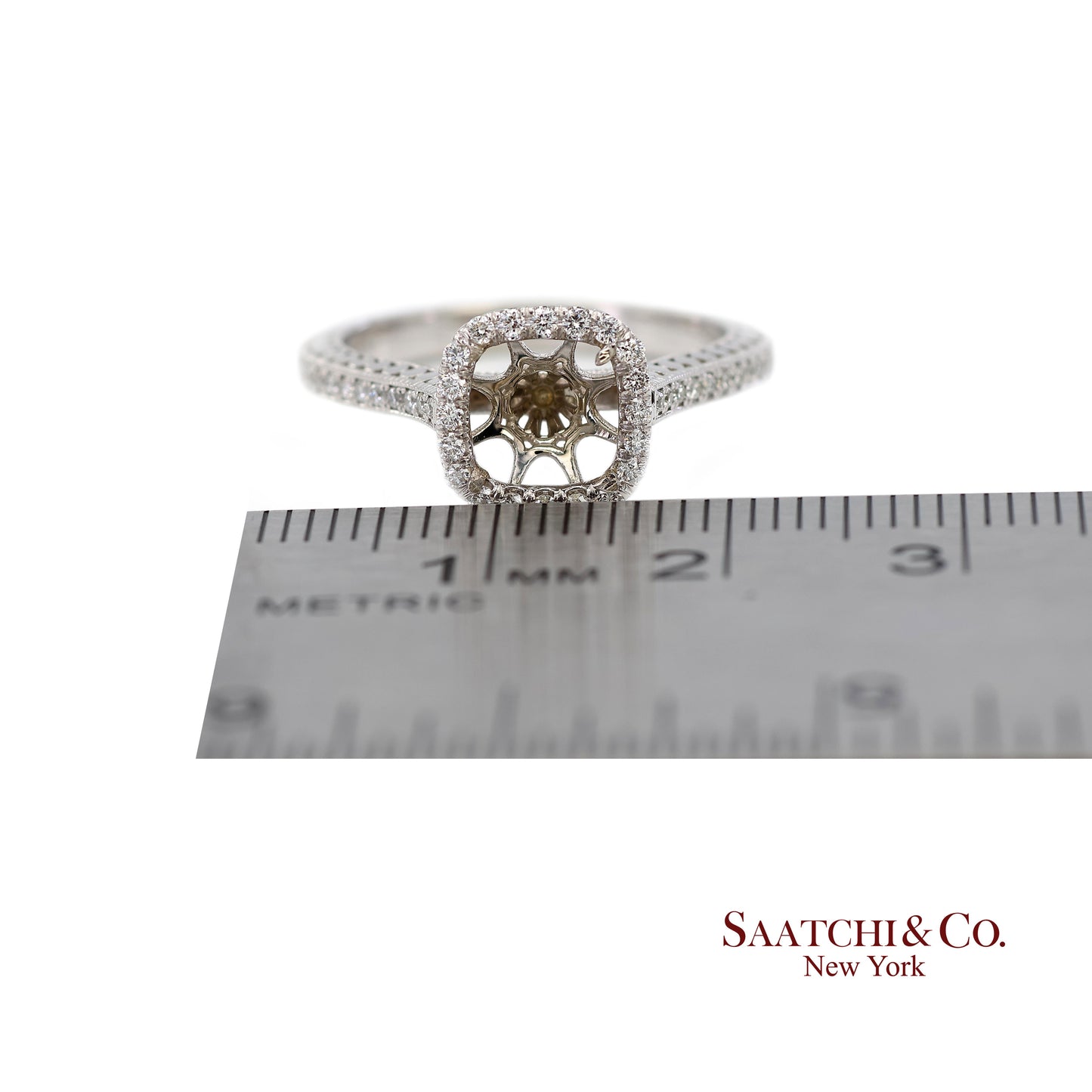 14K (585) White Gold Natural Brilliant Diamond Semi Mount Ring Size 7