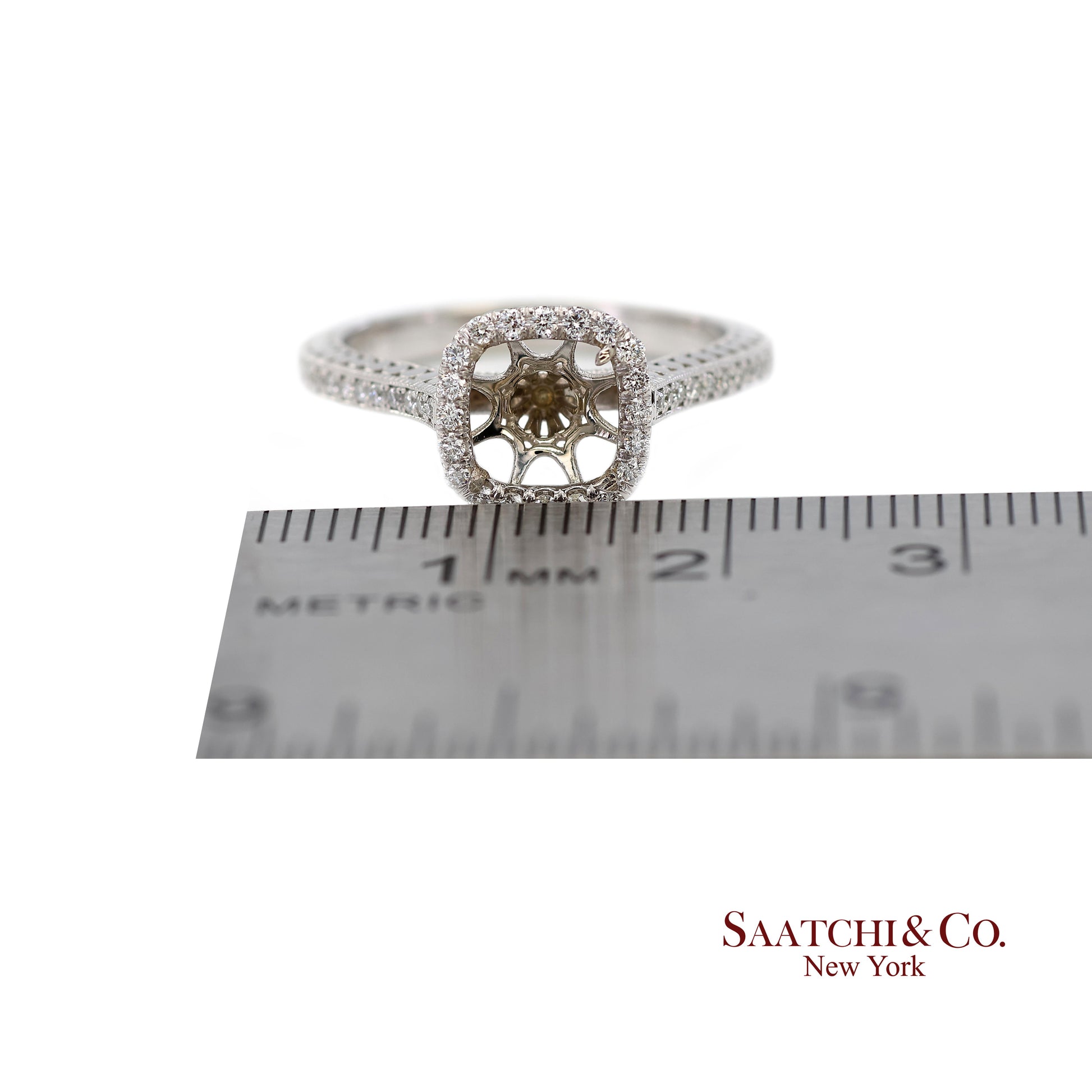 14K (585) White Gold Natural Brilliant Diamond Semi Mount Ring Size 7