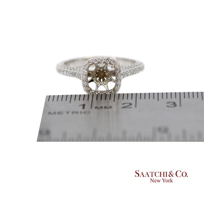 14K (585) White Gold Natural Brilliant Diamond Semi Mount Ring Size 7