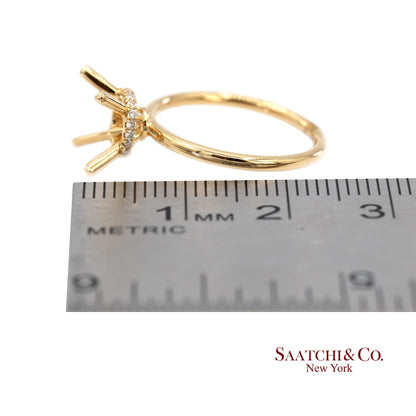 18K (750) Yellow Gold Natural Brilliant Diamond Semi Mount Ring Size 6