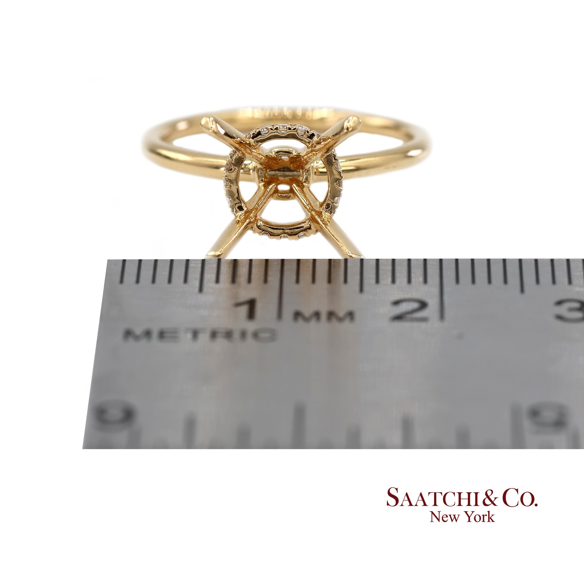18K(750) Yellow Gold Natural Brilliant Diamond Mounting Ring